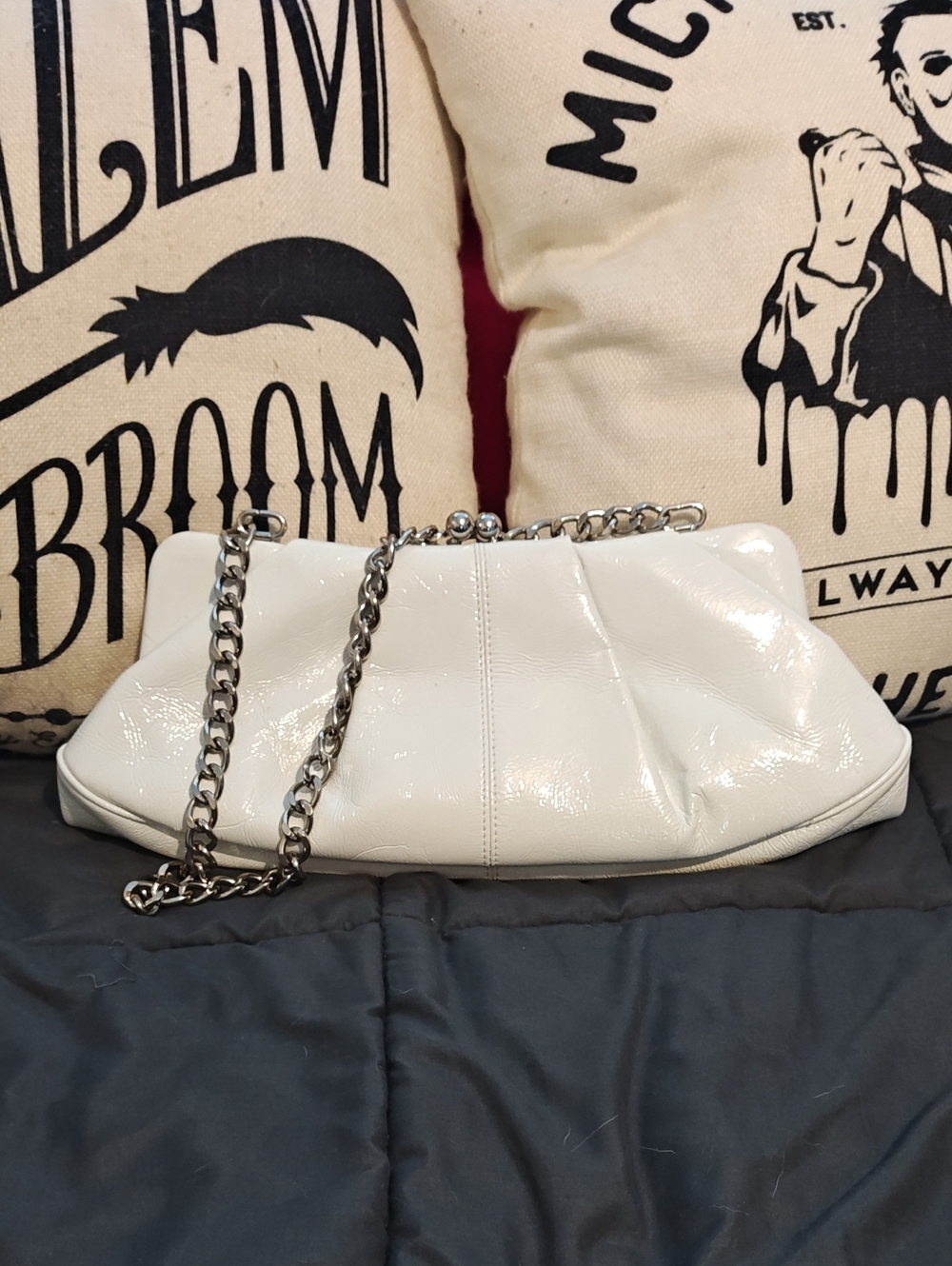 Authentic White Patent Leather HOBO Shoulder Clutch Bag
